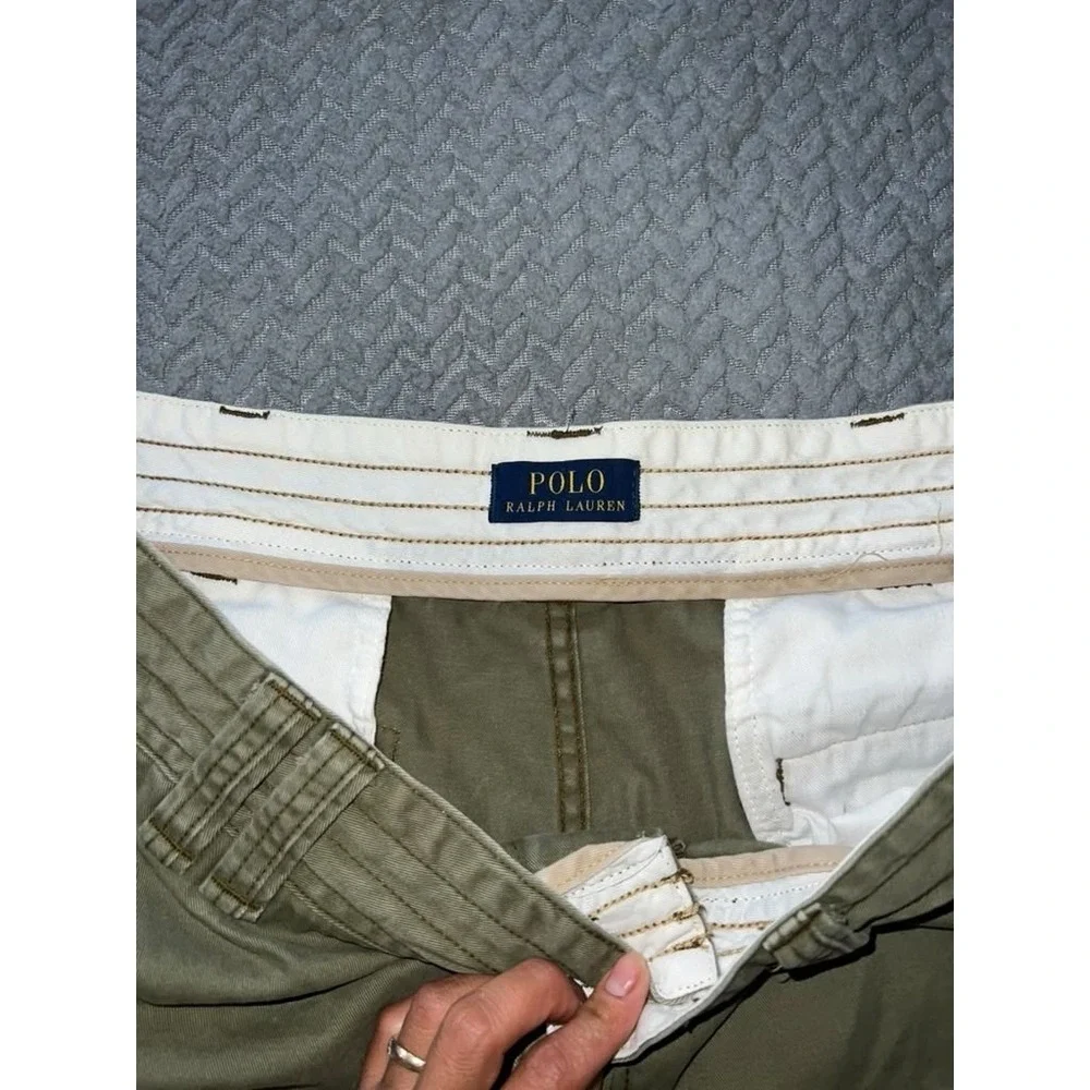 Polo Ralph Lauren Mens Distressed Army Green Cargo Shorts Size 36